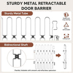 Snagle Paw Extra Tall Metal Retractable Door Barrier, 28.4" Wide 35" Tall Safety Dog Gate for Front Door,Easy Install Retractable Pet Gate for Recreational Vehicle,Doorways