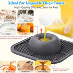 Slow Feeder Dog Bowls & Lick Mat for Liquid and Thick Treat, Anti-Slip Dog Lick Bowl with Interactive Rolling Ball, 5/6 Cup Pup Licking Toy for Large Medium Small Dogs and Cats-Large Gray