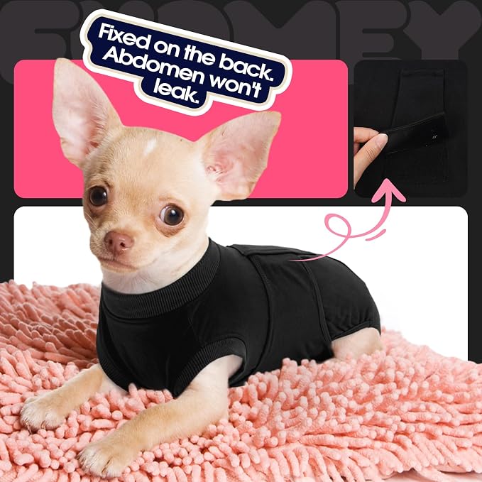 FUAMEY Dog Recovery Suit Male,Dogs Surgery Neuter Suits Puppy Spay Shirts | for Female Protect Dog's Skin Anti Licking Abdominal Wounds Doggie Onesie Pet Bodysuit Alternative to Cone Black M