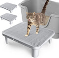 Cat Step Ramp Adjustable Litter Box Step with Filter Function, Black | Elevated Double Layer Litter Box Ramp for Kitten & Old Cats, Easy Cleaning Litter Box Step Stool for Automatic Cat Litter Box