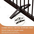 PUPETPO Freestanding Dog Gate with Door, Pet Gate for Stairs, 80 inch Wide Pet Barrier Indoor, Dog Fences Indoor, Support Feet Included, 4 Panels, 24" Tall, Dark Brown
