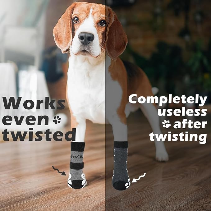 EXPAWLORER 6PCS Anti-Slip Dog Socks to Prevent Licking Paws,Dog Shoes for Hot Pavement,Best Paw Protector Traction Control on Hardwood Floor,Dog Booties for Puppy Small Medium Large Senior Dogs