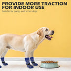 EXPAWLORER Dog Socks to Prevent Licking Paws, Dog Shoes for Hot Pavement, Anti Slip Dog Booties for Hardwood Floors, Dog Boots & Paw Protectors for Small Medium Large Senior Dogs, Blue XL