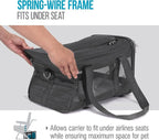Sherpa Pet Carrier Airline Approved with Spring Wire Frame - Cat Carrier and Dog Carriers for Airline Travel and Vet Visits, Mesh Ventilation, Locking Zippers - Charcoal Grey, Large