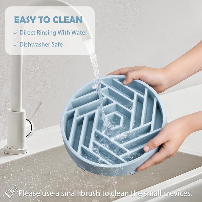 TOBYTO Slow Feeder Dog Bowls Large Medium Breed,Anti-Choking Slow Eating Dog Food Bowl,Non Slip Pet Slower Food Feeding Bowls Large Puzzle Slow Feeder Bloat Stop Maze Dog Dishes,Mist Blue