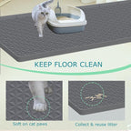 Cat Litter Mat for Litter Box, Silicone Large Cat Litter Trapping Mat - 51.2x25.6 in, Waterproof & Non-Slip, Durable & Easy Clean, Gray
