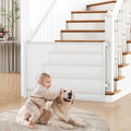 Retractable Baby Gate for Stairs & Doorways, Dog Gate Indoor Outdoor | Extends to 55" Wide 34" Tall Mesh Child Gate for Hallways, Deck, Porch, Pet Toddler Safety Essentials, Easy Install, White