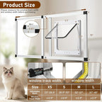 Full Glass Cat Door for Window,28.5"-32" Adjustable Width,1-Min Install | 4 Locking Modes,Aluminum Frame,HD Glass,Magnetic Closure,Weatherproof Sliding Pet Door Window Insert for Cats