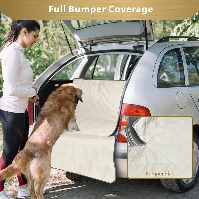 F-color SUV Cargo Liner for Dogs - Heavy Duty Cargo Cover for Mid-Size SUVs | Water Resistant, Bumper Flap, Non-Slip Mat, Car Trunk Dog Car Seat Cover Prevents Scratches Pet Hair Mud Dirt for Sedans Vans