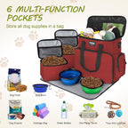 Dog Travel Bag Airline Approved–Pet Travel Tote with Collapsible Bowls,Food Containers & Feeding Mat–Multi-Pocket Organizer for Dogs & Cats, Durable & Water-Resistant for Hiking,Trips,Outdoors