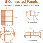 Amazon Basics Foldable Octagonal Metal Exercise Dog Playpen, Indoor/Outdoor, No Door, 8 Connected Panels, Large, 42 Inches Height, Black