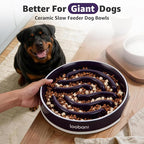 LOOBANI 4.5 Cups Ceramic Slow Feeder Dog Bowls Giant Dogs with Grip Handles | Heavy Ceramic, Stay in Place, Healthier Eating, Durable & Easy-Clean, Foam-Protected, Perfect for Fast-Eating Large Breeds