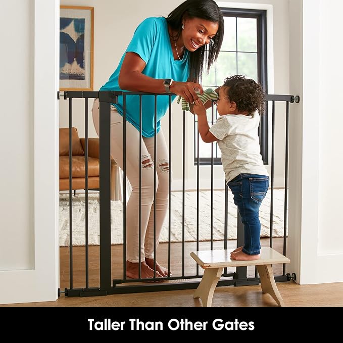 Cumbor 36" Extra Tall Baby Gate for Dogs and Kids with Wide 2-Way Door, 30"- 46" Width, and Auto Close Personal Safety for Babies and Pets, Fits Doorways, Stairs, and Entryways, Black