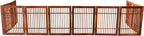Urnporium Freestanding Wooden Dog Gate Foldable Indoor Pet Gate No Drill Expandable Barrier for Doorways Stairs Hallway Portable Wood Fence for Small Dogs & Puppies (Brown Pet Gate, 10 Panel 24" Tall)
