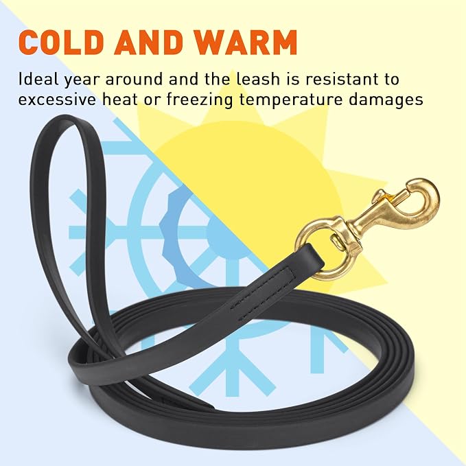 Viper Biothane Working Tracking Lead Leash Long Line for Dogs 2 Colors and 6 Sizes, Black, 5/8" x 33ft