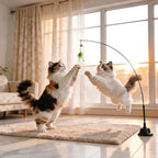 Interactive Cat Toys for Indoor Cats, Feather Wand | Flying Bird Cat Toy with 360° Movement, Enrichment Cat Teaser with 6.5cm Suction Cup, Self-Play Cat Toy for Bored Cats