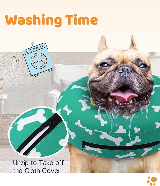 Supet Inflatable Dog Cone Collar for Large Medium Small Dogs, Soft Cone Collar for Dogs Cats, ECollar Doggie Neck Donut Dog Cone Alternative After Surgery