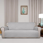 PureFit Reversible Quilted Sofa Cover Dog Couch Covers for Sofa, 66 in | Light Gray/Light Gray, Water Resistant Couch Protector, Washable Pet Couch Cover with Non Slip and Elastic Straps For Kids