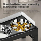 Elevated Dog Bowls with Stainless Steel Slow Feeder Bowl for Medium and Large Dogs, Spill-Proof Tiltable Dog Feeder with 2 Bowls, 6-Height Adjustable Raised Dog Bowl Stand