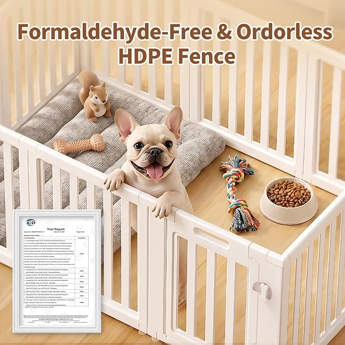 EVERFRONT Dog Playpen with Door - Dog Pen Indoor - Easy Assemble Dog Play Pen - Puppy Playpen, Cat Playpen, Small Animal Playpen, Dog Play Pen Indoors (White, 30", 10 Panels)