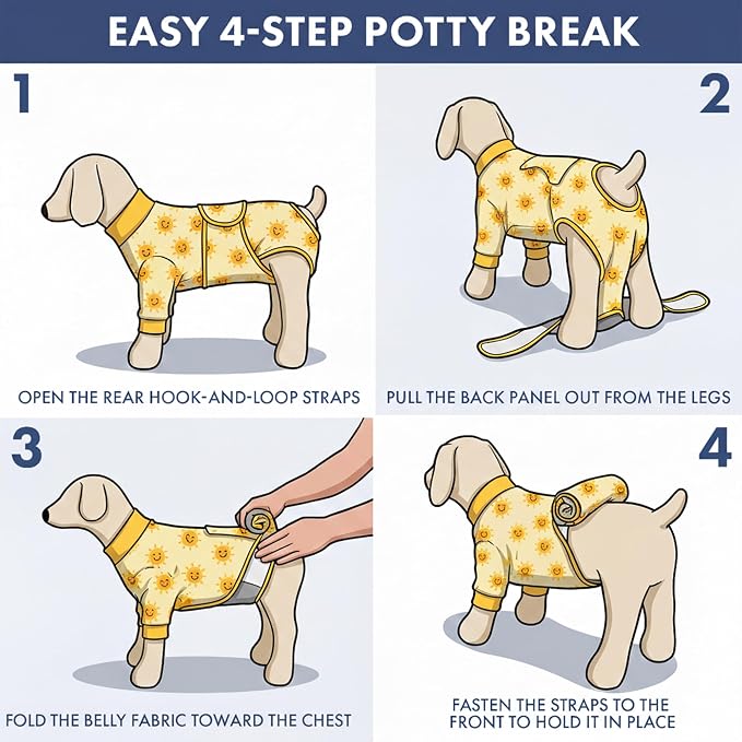 Spark Paws Dog Surgery Recovery Suit – Dog Recovery Suit After Surgery, Anti-Lick Dog Onesie, Abdominal Wound Protector, Soft Cone Alternative for Spay Neuter Male Female Pet Recovery - Sunshine - M