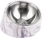SUPER DESIGN Mess Free 15 Degree Slanted Bowl for Dogs and Cats, Tilted Angle Bulldog Bowl Pet Feeder, Non-Skid & Non-Spill, Easier to Reach Food M/1.5 Cup Marble