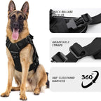 WINGOIN Black Tactical Dog Harness for Extra Large Dogs,No Pull Dog Harness | Heavy Duty with Handle,Adjustable Reflective,Military K9 Style,Big Size Dog Vest,for Great Danen,for Walking Running Hunting