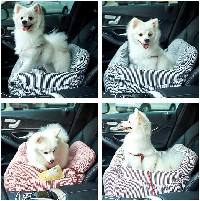BLOBLO Dog Car Seat Pet Booster Seat Pet Travel Safety Dog Bed for Car with Storage Pocket