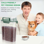 TBMax 5 Lbs Travel Dog Food Storage Container with Collapsible Dog Bowl, Airtight Pet Food Storage Dispenser with Large Spout & Measuring Cup for Kibble Dog Treat Bird Seed Container -Dark Green