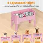 URPOWER Elevated Dog Bowls, 3-in-1 Double Deck Raised Dog Bowl Stand | 4 Height Adjustable Raised Stand with 2 Stainless Steel Food Bowls & Licking Plate for Small, Medium & Large Dogs