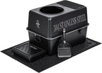 304 Stainless Steel Cat Litter Box, Fully Enclosed Leak-Proof & Rust-Proof Top-Entry XL Litter Box with Metal Scoop, Litter Mat, Side Clamps & Handles for Large Cats (Black, XX-Large)