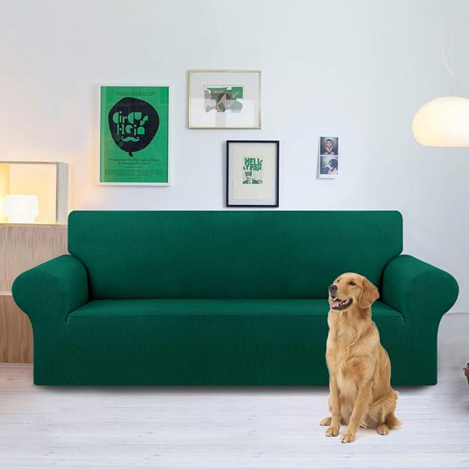 Stretch Oversized Couch Covers for Sofa Slipcover,Hunter | 1-Piece Washable Sofa Cover (94"-110") 4-Seater Furniture Protector, Soft Jacquard Non-Slip Elastic Bottom for Dogs & Kids