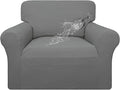 Easy-Going 100% Waterproof Chair Couch Cover, Stretch Jacquard Sofa Cover | Dual Waterproof Sofa Slipcover, Leakproof Furniture Protector for Kids, Pets, Dog and Cat (Chair, Grey)