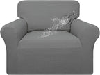 Easy-Going 100% Waterproof Chair Couch Cover, Stretch Jacquard Sofa Cover | Dual Waterproof Sofa Slipcover, Leakproof Furniture Protector for Kids, Pets, Dog and Cat (Chair, Grey)