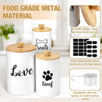 Tioncy 3 Pcs Dog Treat Container Airtight with Lids Spoon 8 x 5 & 7 x 4 & 6 x 4 Inch Dog Treat Jars for Counter with DIY Labels Pen Small Pet Food Storage Canister Cookie Snack Jars for Kitchen(White)