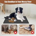 24"x16" Large Dog Food Mat, Silicone Dog and Cat Mats for Food and Water Bowls, Waterproof Raised Edge Pet Feeding Mat for Contain Spills Protects Floors, Multiple Colors & Sizes for Pets, Lake Blue