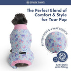 Spark Paws Dog Pajama, Dog Recovery Suit Male, Onesie, Ultra-Soft and 4-Way Stretch, for Small Medium and Large Breed - Butterfly Dreams - 3XL