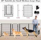 Dog Playpen Outdoor 40 inch 16 Panels Indoor Dog Pen for Large/Medium/Small Dogs Rustproof Metal Dog Fence Outdoor for Yard, Puppy Playpen with Door Portable Pet Fence for RV Camping Yard