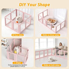Acrylic Dog Playpen Indoor, Puppy Playpen, Dog Pen Indoor, 8PCS | 30.3" H, Skin Pink, Purple & Sky Blue, Clear View, No-Gap Escape-Proof, Tool-Free Setup, For Puppies & Small Dogs