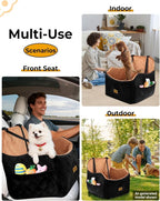 Dog Car Seat for Small/Medium Dogs, Detachable Washable Dog Booster Car Seat Under 35lbs, High-Support Memory Foam,Travel Bed with Storage Pockets