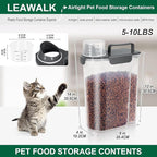 LEAWALK 5Lbs Airtight Cat Dog Food Storage Container with Upgraded Large Nozzle BPA-Free, Pet Food Storage Containers for Rice, Grain, Pet Food, Flour, Dog Treat Storage (Dark Gray, 5L-1pack)