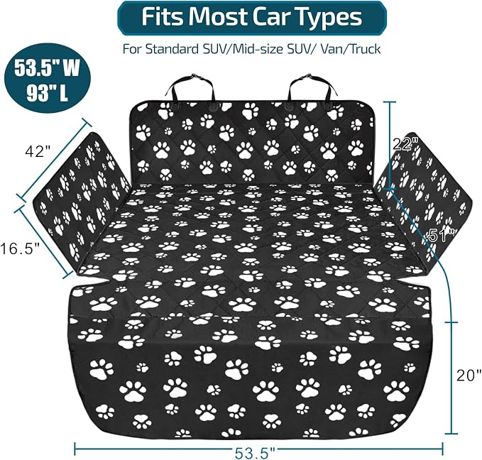 Veckle SUV Cargo Liner for Dogs - Trunk Cover with Bumper Flap Protector | Waterproof Pet Cargo Cover with Side Flaps, Dog Car Seat Cover with Non-Slip Trunk Mat, Prevents Scratches Pet Hair Mud Dirt