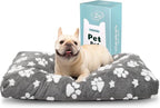 Cute Fluffy Dog Beds for Small Medium Dogs, 30"x 20", Grey Paw | Thick Dog Bed for Crate Kennel, Pet Bed with Removable Washable Cover, Anti-Slip Bottom