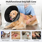 Queenmore Dog Cones for Large Dogs, Soft Dog Cone for Large Breeds, Cone for Dogs After Surgery, Adjustable Elizabethan Collar for Pet to Prevent Licking Wounds, Grey L