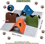 Cat Tunnel Play Mat for Indoor Cats, Felt Interactive Pet Toy with Hidden Ball, Enrichment Activity Rug, Collapsible Cave for Kittens & Small Pets (Colorful)