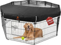 PJYuCien Playpen Top Cover for 24'' Width 8 Panel Pen, Hook Connect, Black | More Peace of Mind, More Safe, and Reduce Mess, Suitable for Puppy, Duck, and Other Small Animals