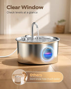 Stainless Steel Cat Water Fountain: Cat Fountain with 6 Filters + 3 Sponges - 88oz/2.6L Pet Water Fountain for Cats Inside - Silent Cats Water Bowl Dispenser - ATMZIQXR Kitty Drinking Fountains