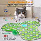 Interactive Cat Toys,Moving Concealed Feathers Toy for Indoor Cats | Mouse Squeaky,Touch Activated,Cat Kitten Toy Exercise Toys for Indoor Bored Adult Cats,Rechargeable Cat Stimulation Teaser