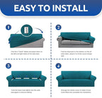 Stretch Loveseat Couch Cover, 2 Cushion Couch Slipcover,Peacock Blue | 1-Piece Washable Sofa Cover Pet Friendly (55"-78") Furniture Protector Soft Jacquard, Elastic Bottom for Dogs & Kids