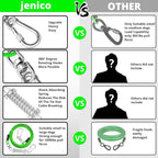 jenico Dog Tie Out Cable, 10/15/20/30/40/50/70/100/150FT Runner Cable with Swivel Hook and Shock Spring, Dog Leash Run Tether for Yard Outdoor and Camping,for Small to Medium Pets Up to 500 LBS